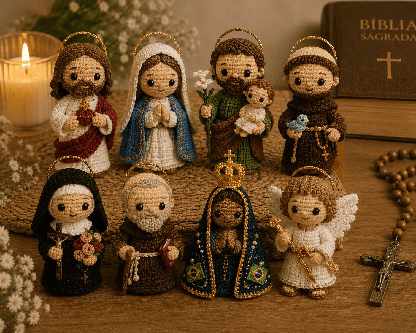 Mini Santos em Crochê